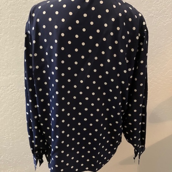 Vintage Jaeger 70s Collar Polkadot Blouse In White Black - Picture 3 of 4